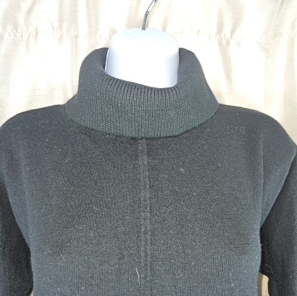 Talbots charcoal black Merino wool tunic turtleneck sweater Womens Medium - Picture 3 of 9